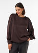 Bluse im Satin-Look mit Ballonform, Braun, Model image number 0
