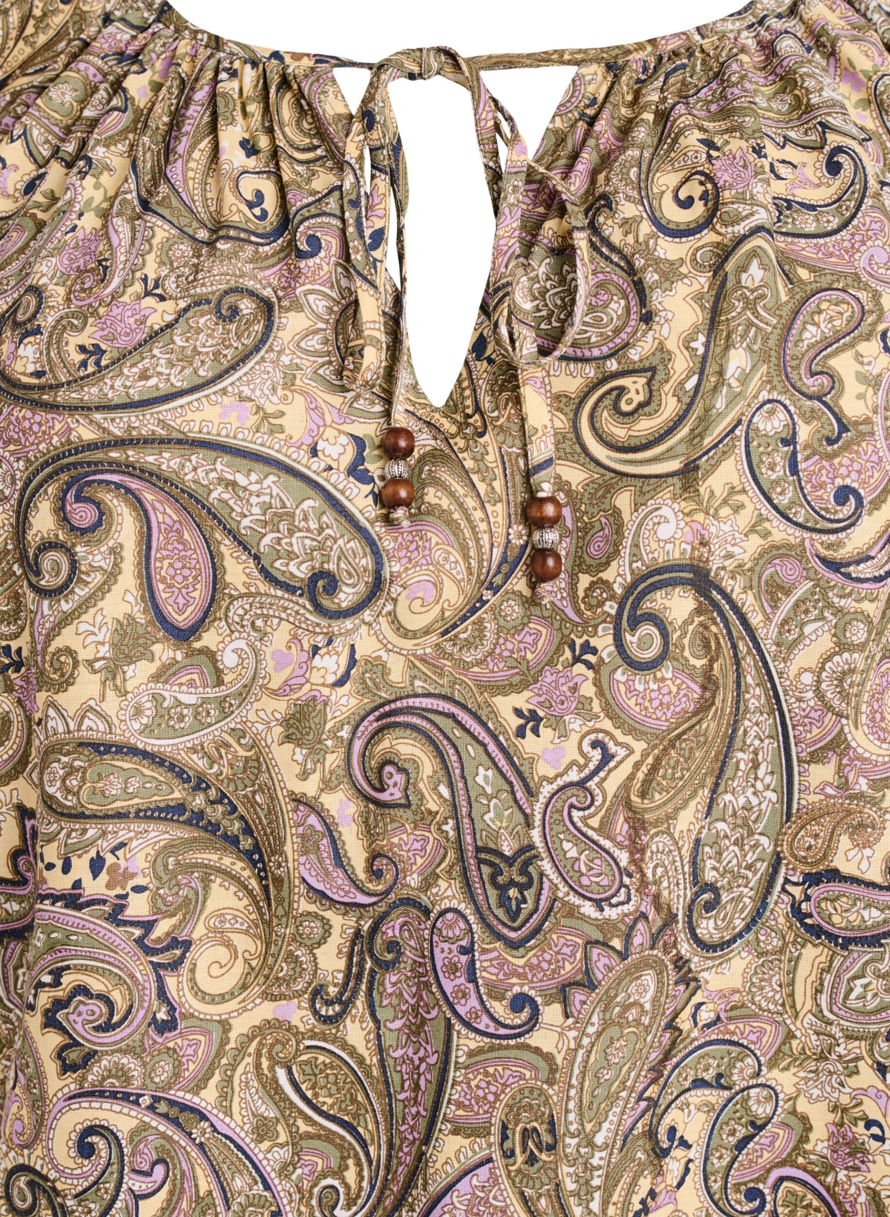 ZizziBluse aus Viskose mit Paisley-Muster und Bindeband, Gelb, Packshot image number 2