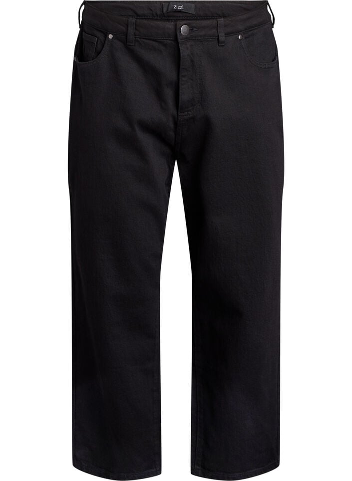 Weite Jeans mit verk&uuml;rzter L&auml;nge, Schwarz, Packshot image number 0