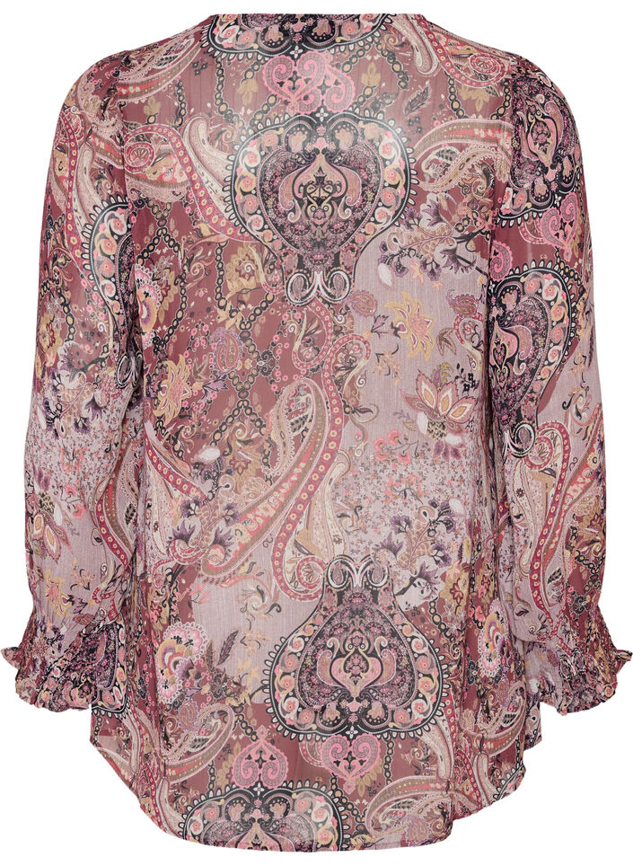 Tunika mit Paisleymuster und gesmokten &Auml;rmelb&uuml;ndchen, Rot, Packshot image number 1