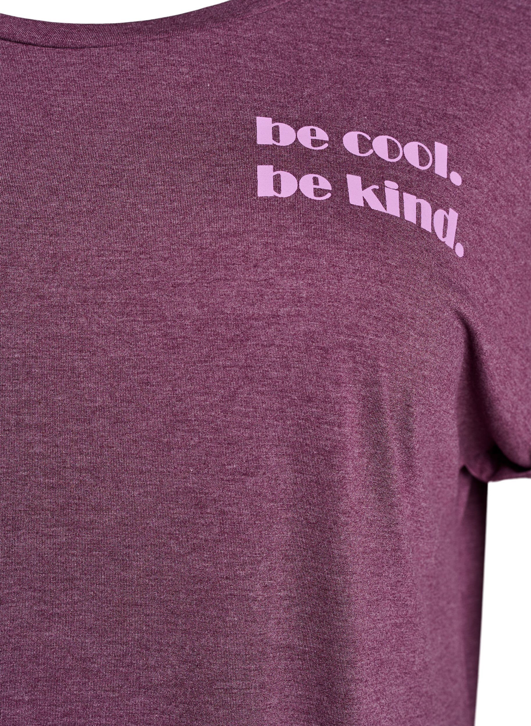 Zizzi Kurz&auml;rmliges Nachthemd mit Textdruck., Dunkles Bordeaux, Packshot image number 2