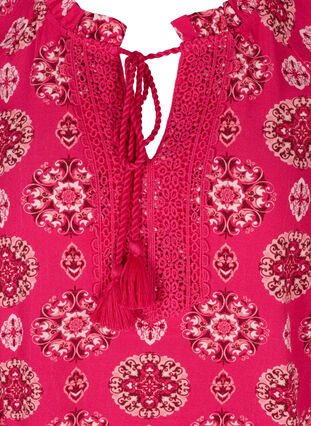 Viskosebluse mit Print und 3/4-Ärmeln, Pink Indian , Packshot image number 2