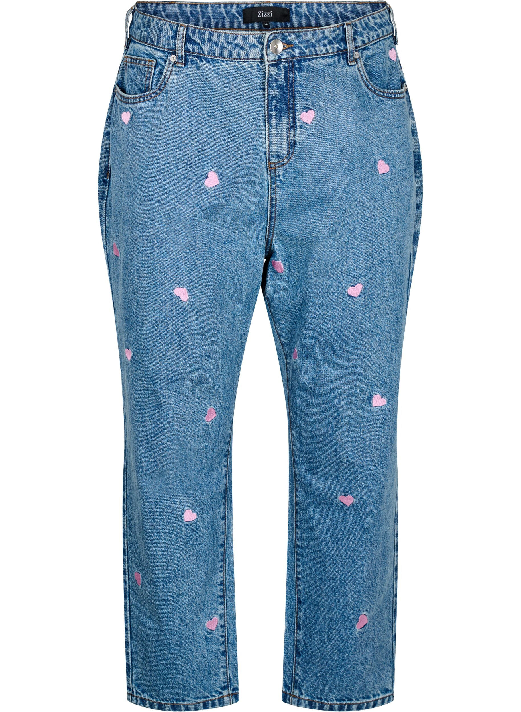 Mille Mom Fit Jeans mit Stickerei