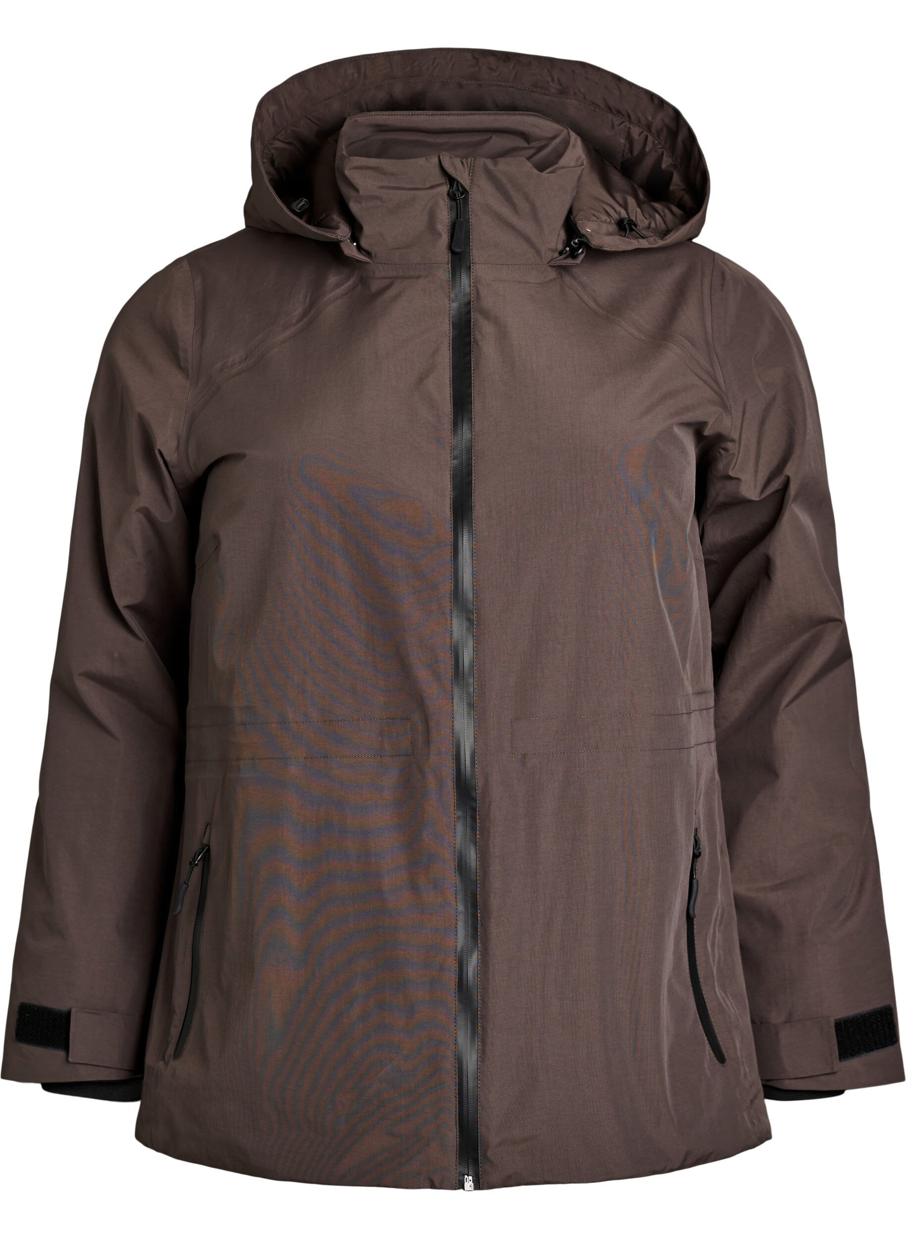 ZizziWasserdichte Winterjacke mit abnehmbarer Kapuze, Braun, Packshot image number 0