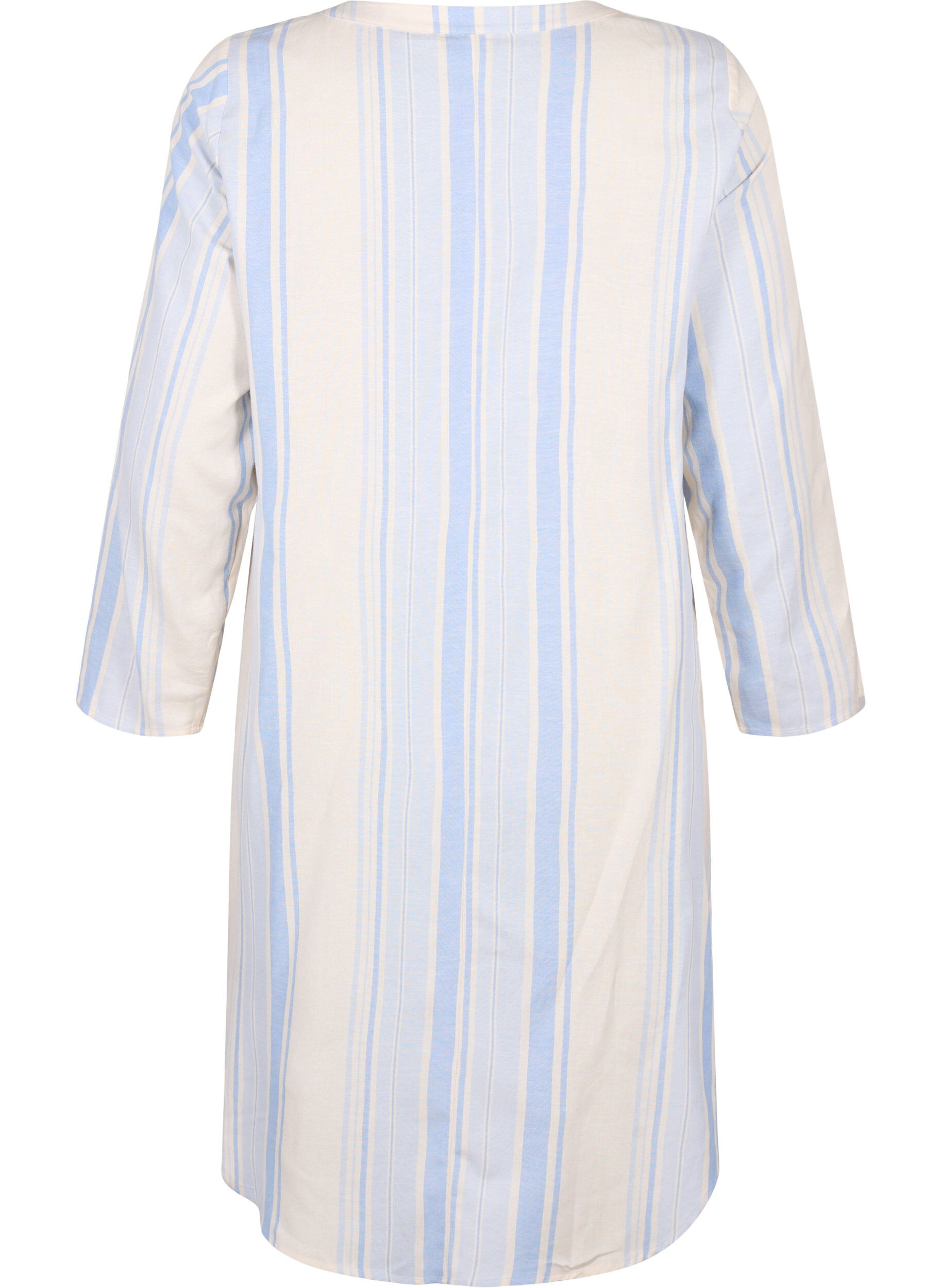 Zizzi Gestreiftes Kleid mit langen &Auml;rmeln, Birch w. Stripes, Packshot image number 1