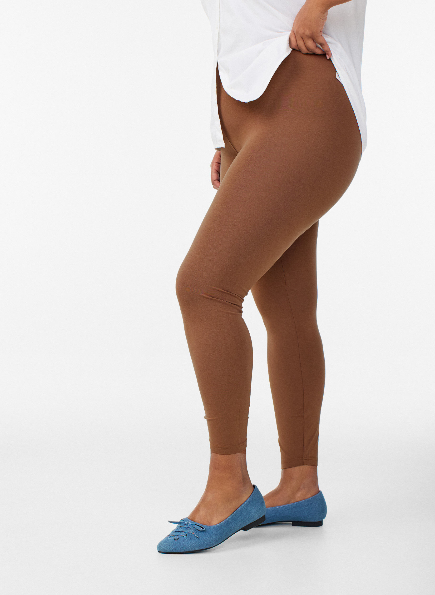 ZizziBasic Leggings aus Viskose, Braun, Model image number 0