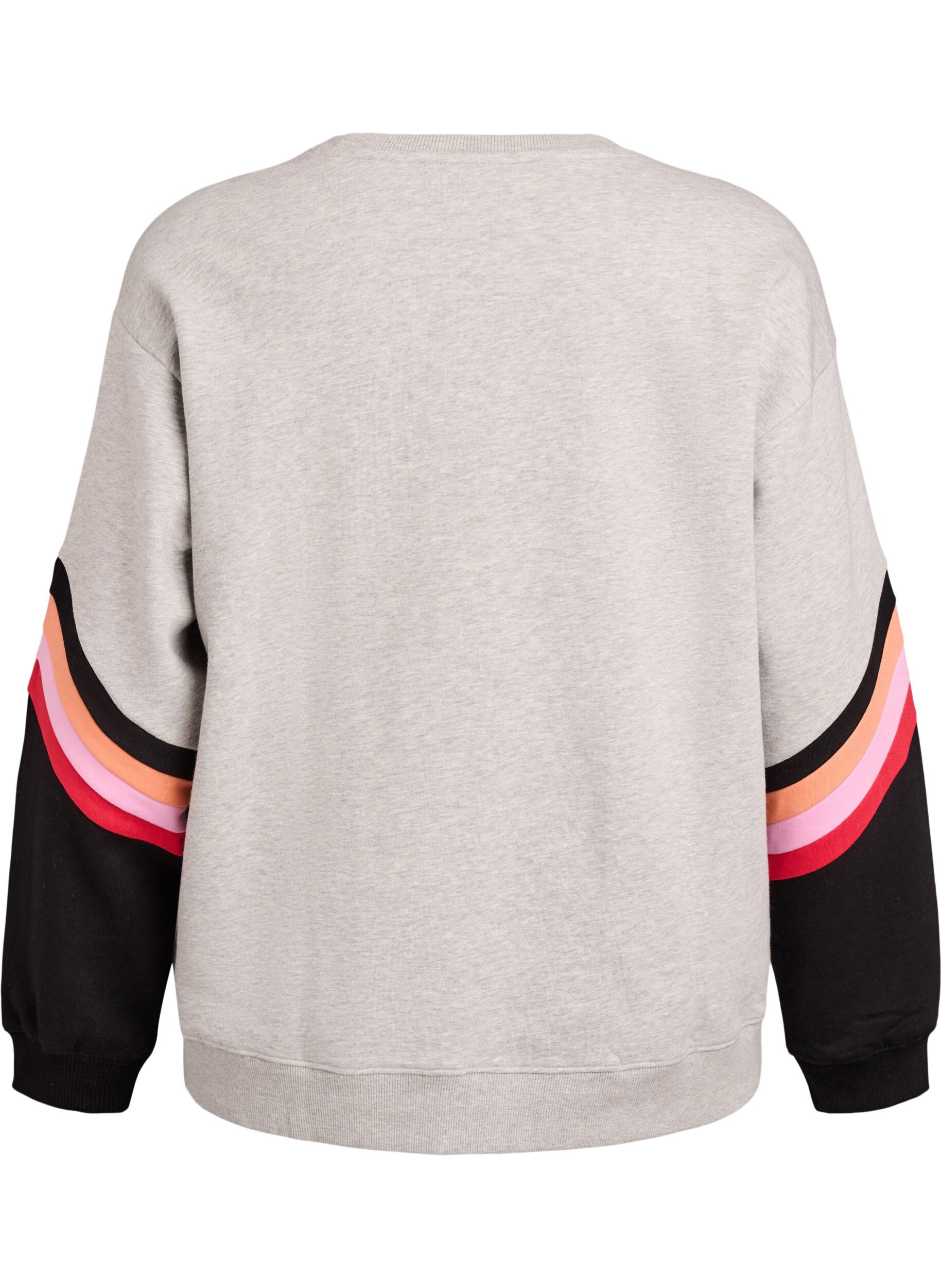 Zizzi Lockeres Sweatshirt mit Kontrastdetails an den &Auml;rmeln, Grau, Packshot image number 1