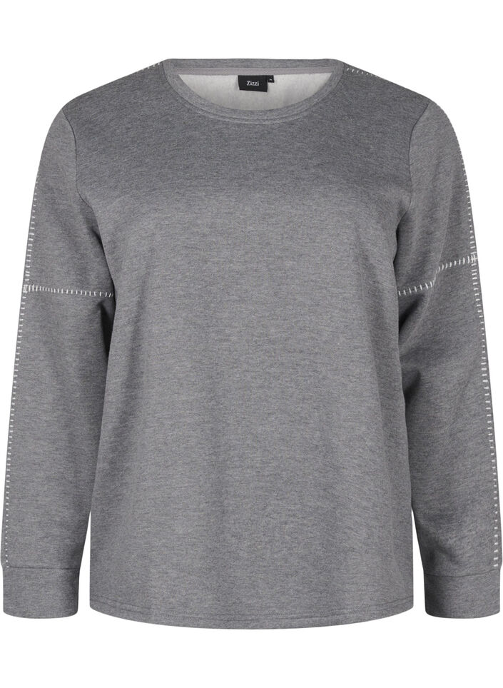 Sweatshirt mit Kontrastnähten, Medium Grey Mél, Packshot image number 0