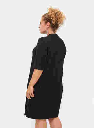 Gemustertes Kleid mit Glitzer und kurzen Ärmeln, Black/Black Lurex, Model image number 1