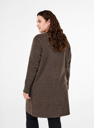 Strickjacke mit Rippenstrick und Taschen - Braun - Gr. 42-64 - Zizzi ★☆ワンオフ★底上げ★200クラウン★中間ストレートパイプ★☆