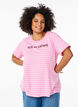Gestreiftes T-Shirt mit Text-Print, Pink, Model image number 0