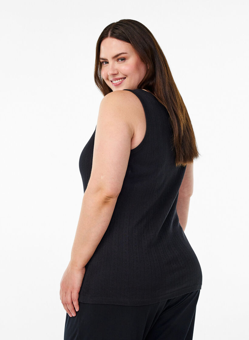Nachthemd aus Bio-Baumwolle mit Strukturmuster, Schwarz, Model image number 2