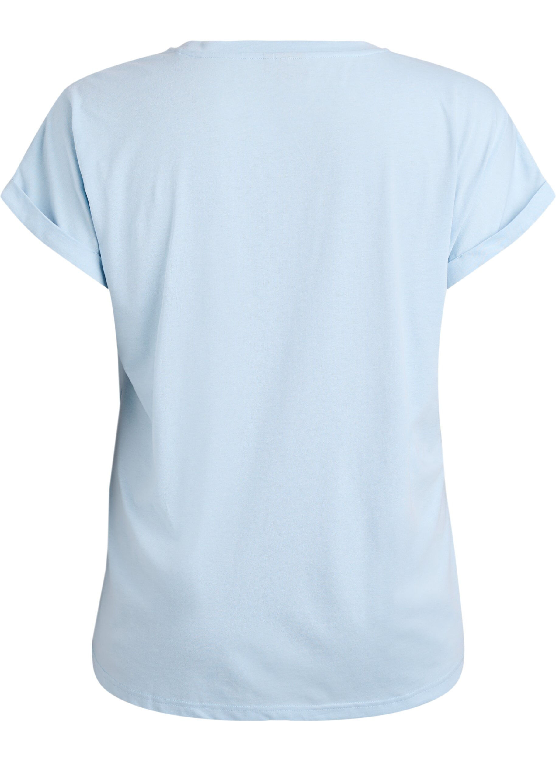 ZizziKurz&auml;rmeliges T-Shirt aus Baumwollmischgewebe, Blau, Packshot image number 1