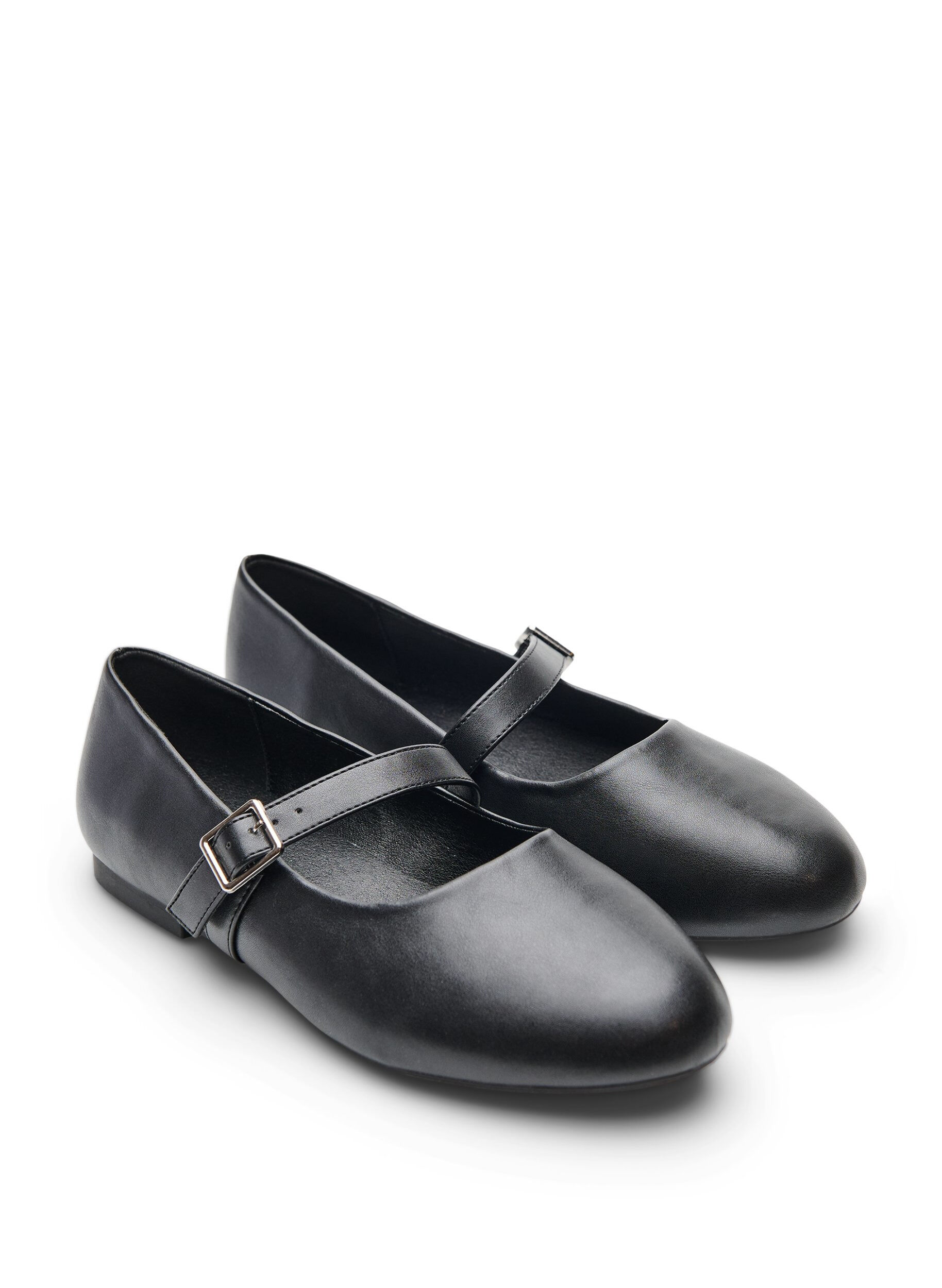 Zizzi Ballerina aus Kunstleder mit Riemchen, Schwarz, Packshot image number 1