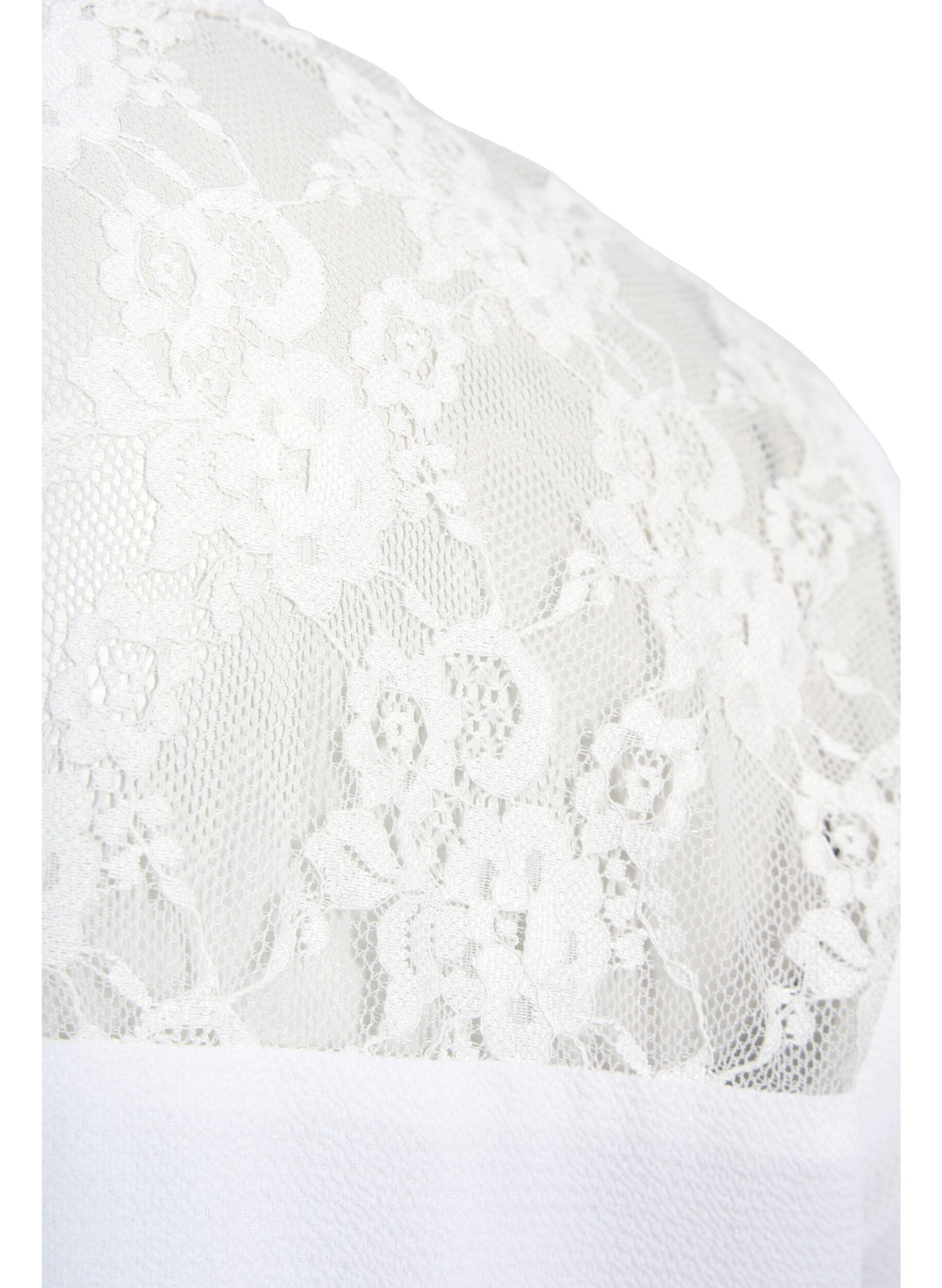 Zizzi Lang&auml;rmelige Bluse mit Spitzendetail , Bright White, Packshot image number 3
