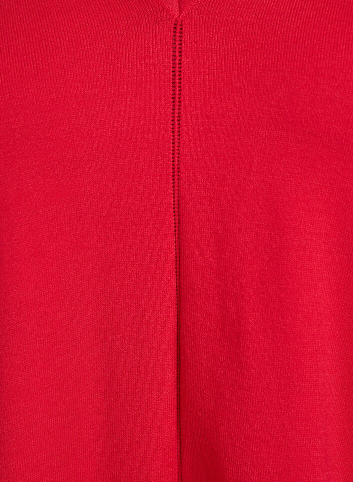 Bluse aus Feinstrick mit V-Ausschnitt und Detail auf der Vorderseite, Rot, Packshot image number 2