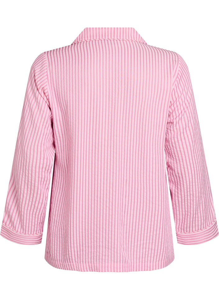 Pyjamahemd aus Seersucker mit langen &Auml;rmeln, Pink, Packshot image number 1