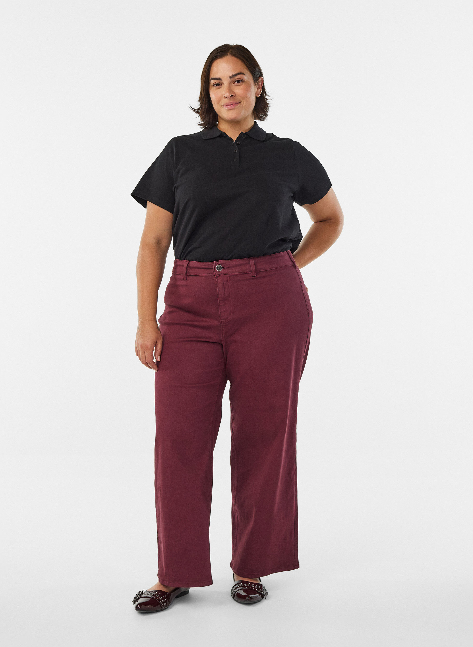 Zizzi FLASH - Poloshirt mit kurzen &Auml;rmeln, Schwarz, Model image number 1