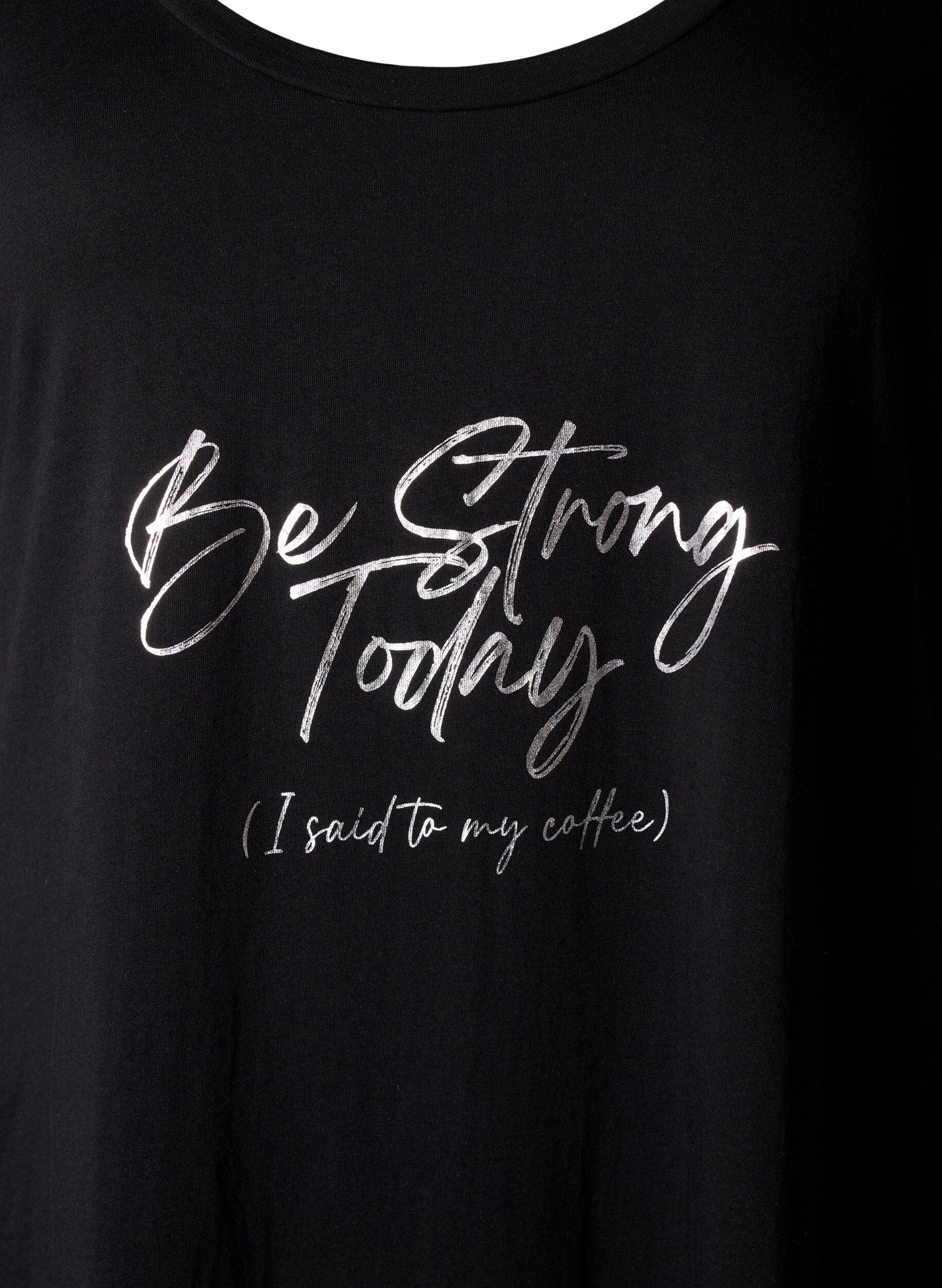 Zizzi Kurz&auml;rmeliges Nachthemd aus Bio-Baumwolle, Schwarz, Packshot image number 2