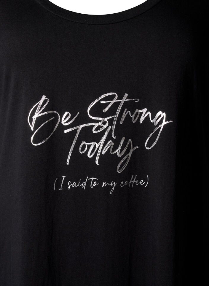 Kurz&auml;rmeliges Nachthemd aus Bio-Baumwolle, Schwarz, Packshot image number 2