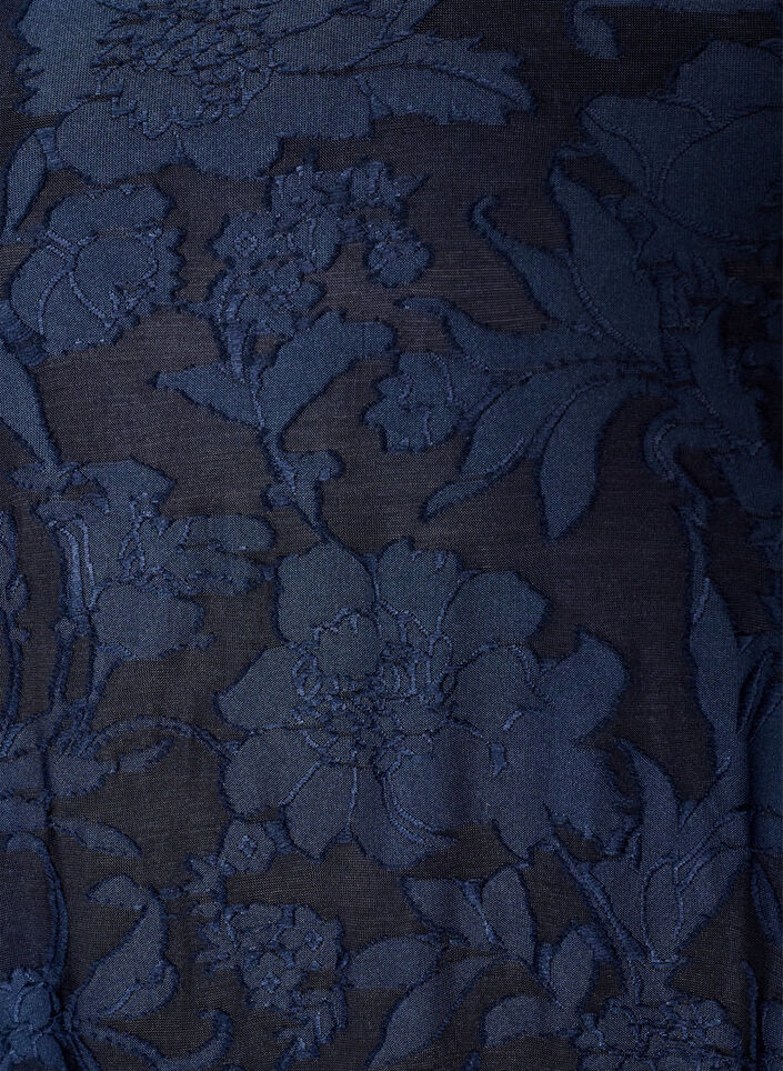 Kleid mit floraler Struktur und R&uuml;schenbesatz, Blau, Packshot image number 2