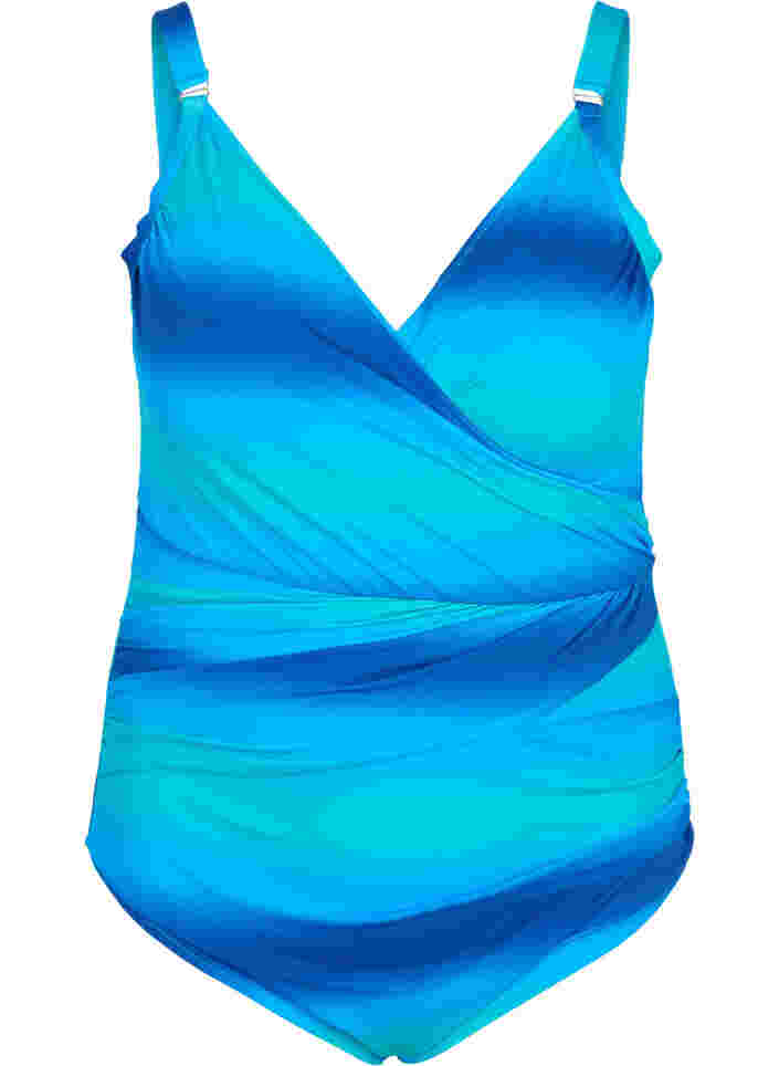 Bedruckter Badeanzug mit weicher Wattierung, Blue Green, Packshot image number 0