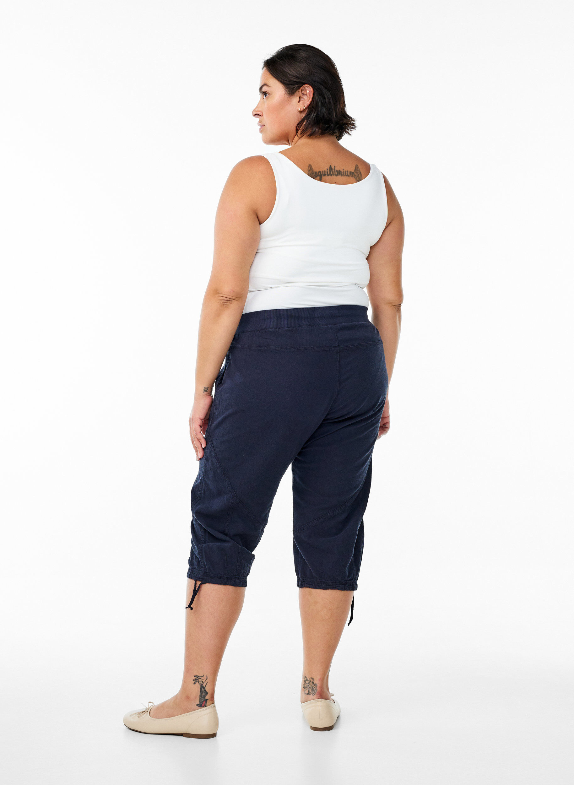 Zizzi Capri-Hose aus Baumwolle, Blau, Model image number 1