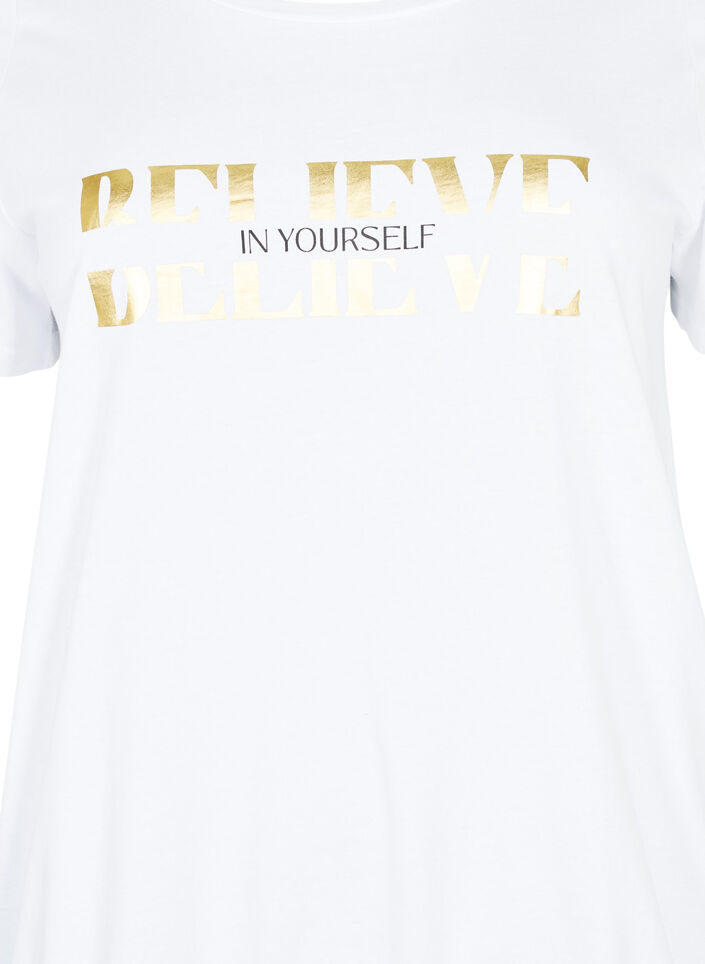 Baumwoll-T-Shirt mit Folien-Druck, B. White w. Believe, Packshot image number 2