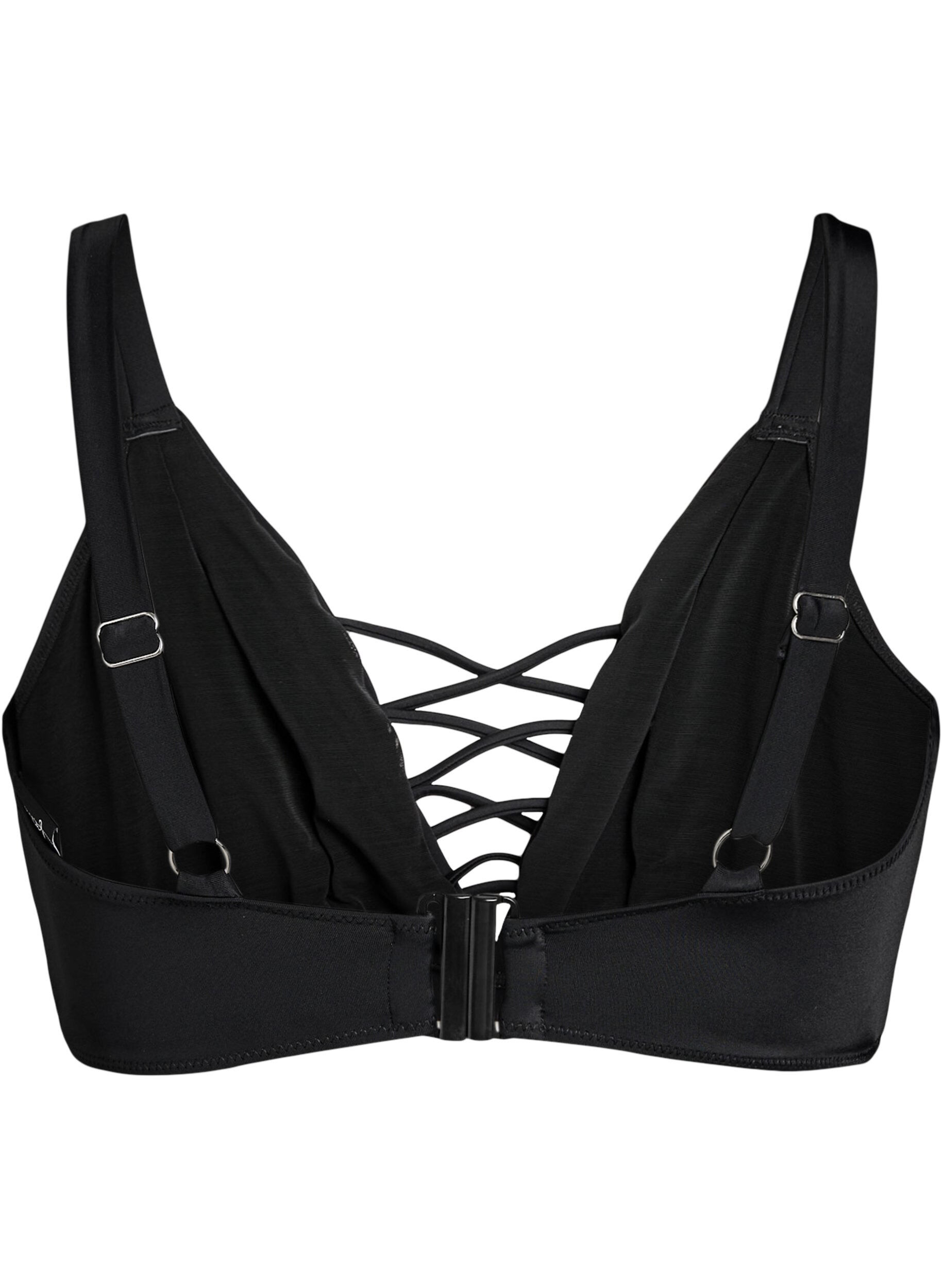 Zizzi Bikini-Top mit B&auml;nder-Details, Schwarz, Packshot image number 1