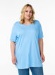 Einfarbiges Oversize T-Shirt mit V-Ausschnitt, Blau, Model image number 0