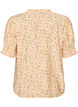 Gebl&uuml;mte Bluse aus Viskose mit kurzen &Auml;rmeln und R&uuml;schenkragen, Gelb, Packshot image number 1