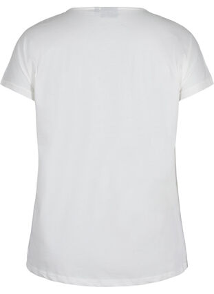 Kurzarm T-Shirt aus Baumwolle mit Stickerei, Warm Off-white, Packshot image number 1