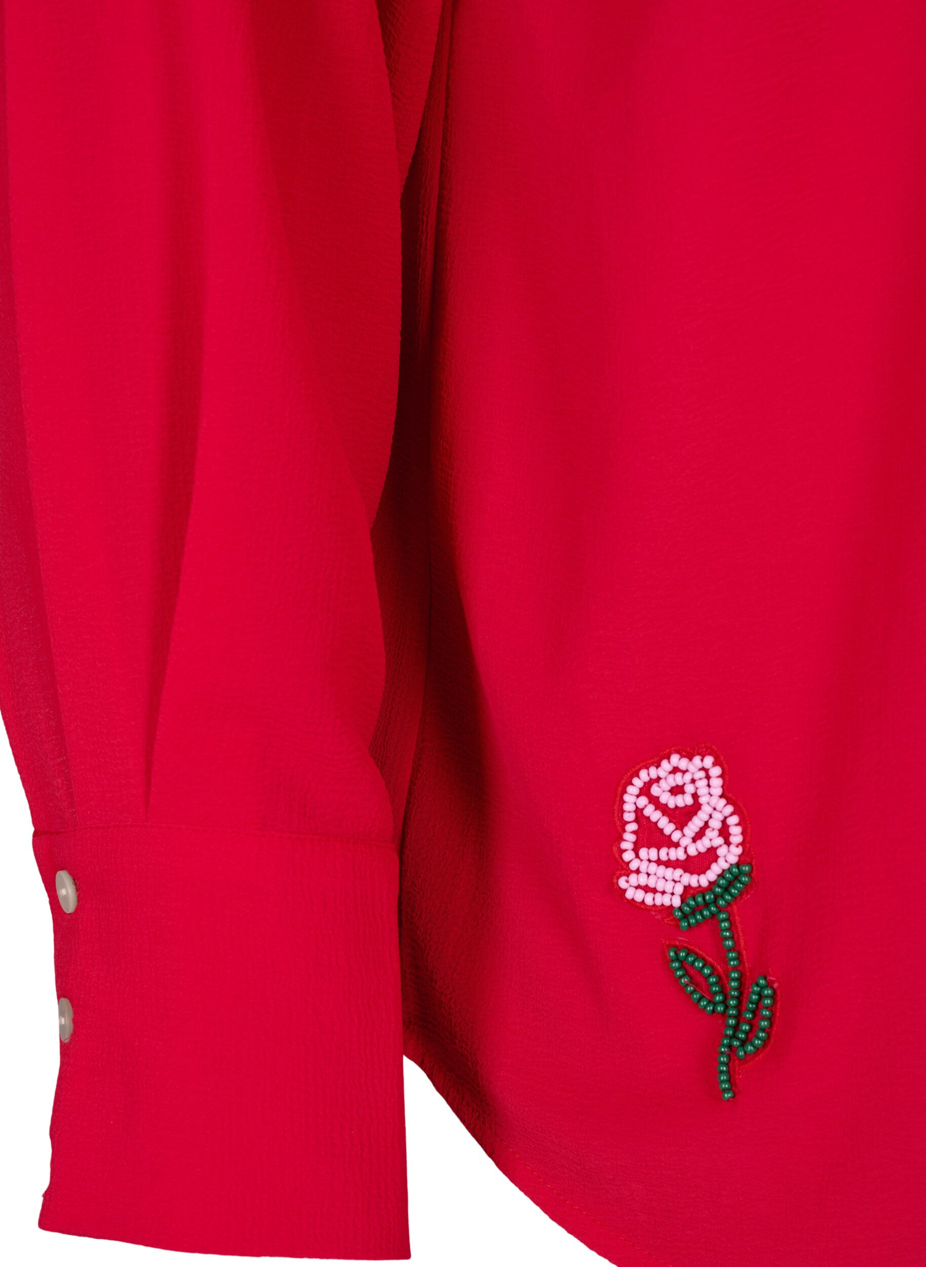 Zizzi Einfarbige Bluse mit Perlen, Rot, Packshot image number 3