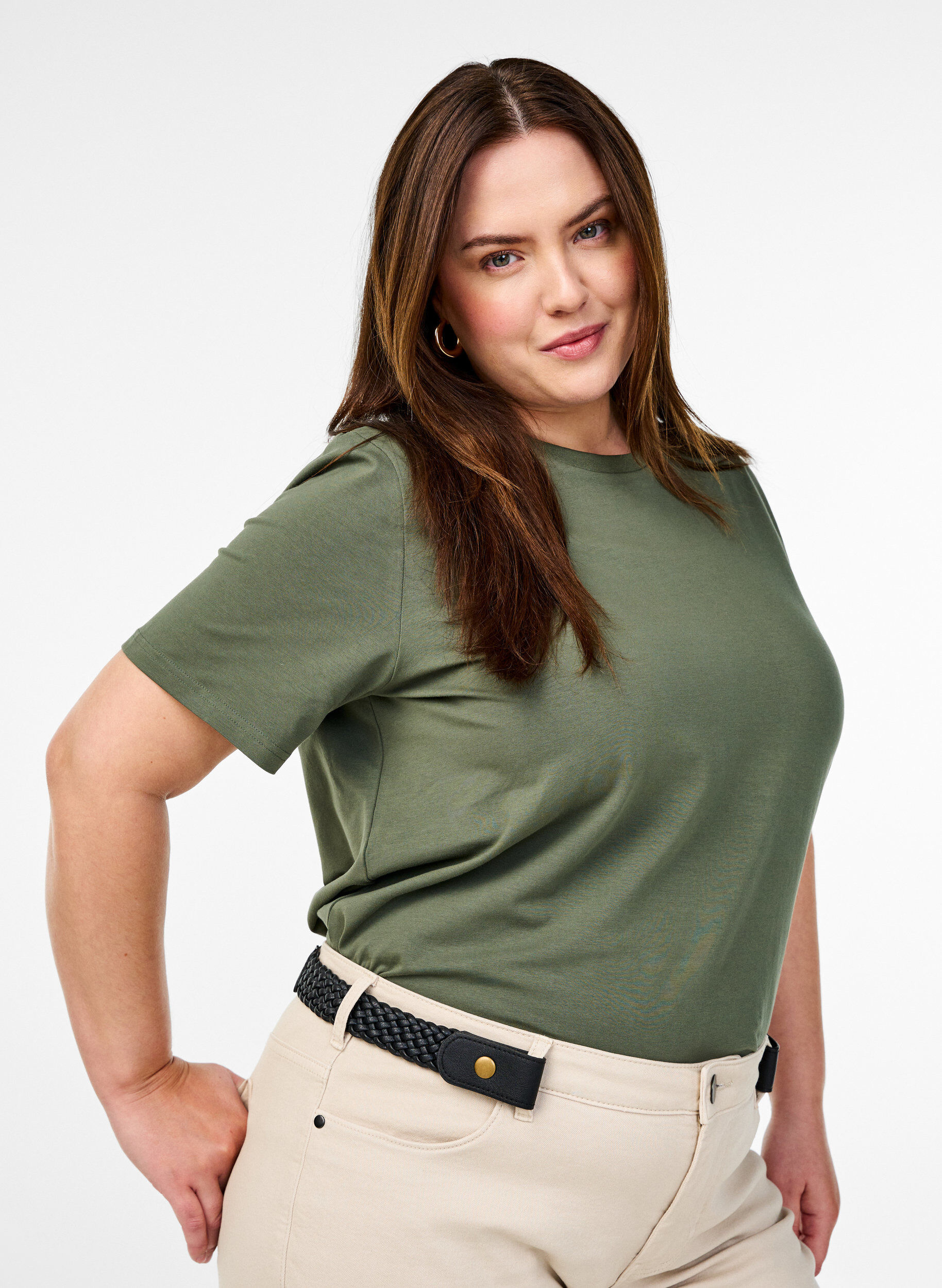 Zizzi Geflochtener G&uuml;rtel aus elastischem Material, Schwarz, Model image number 0