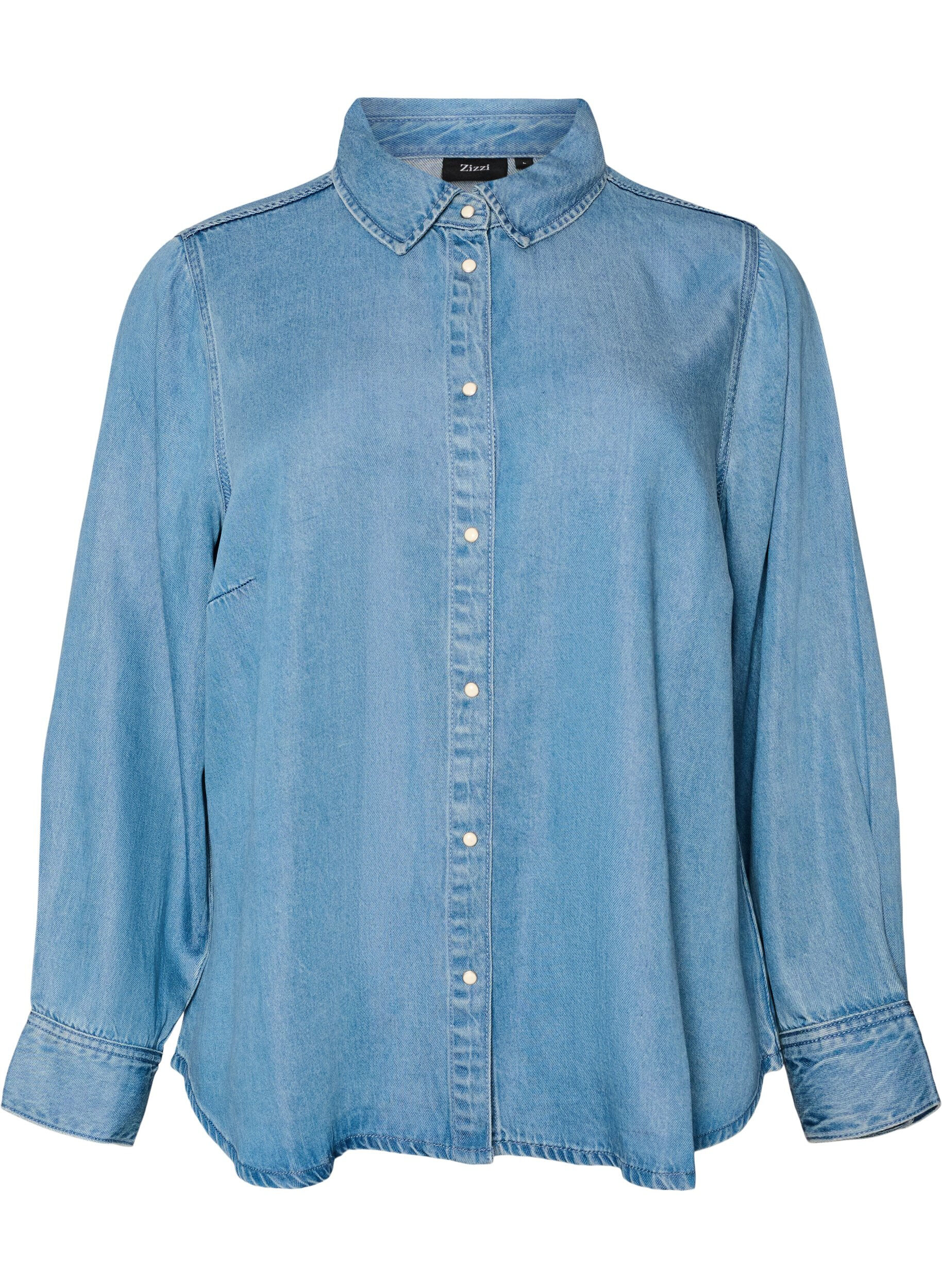 Jeanshemd aus Lyocell mit Druckkn&ouml;pfen