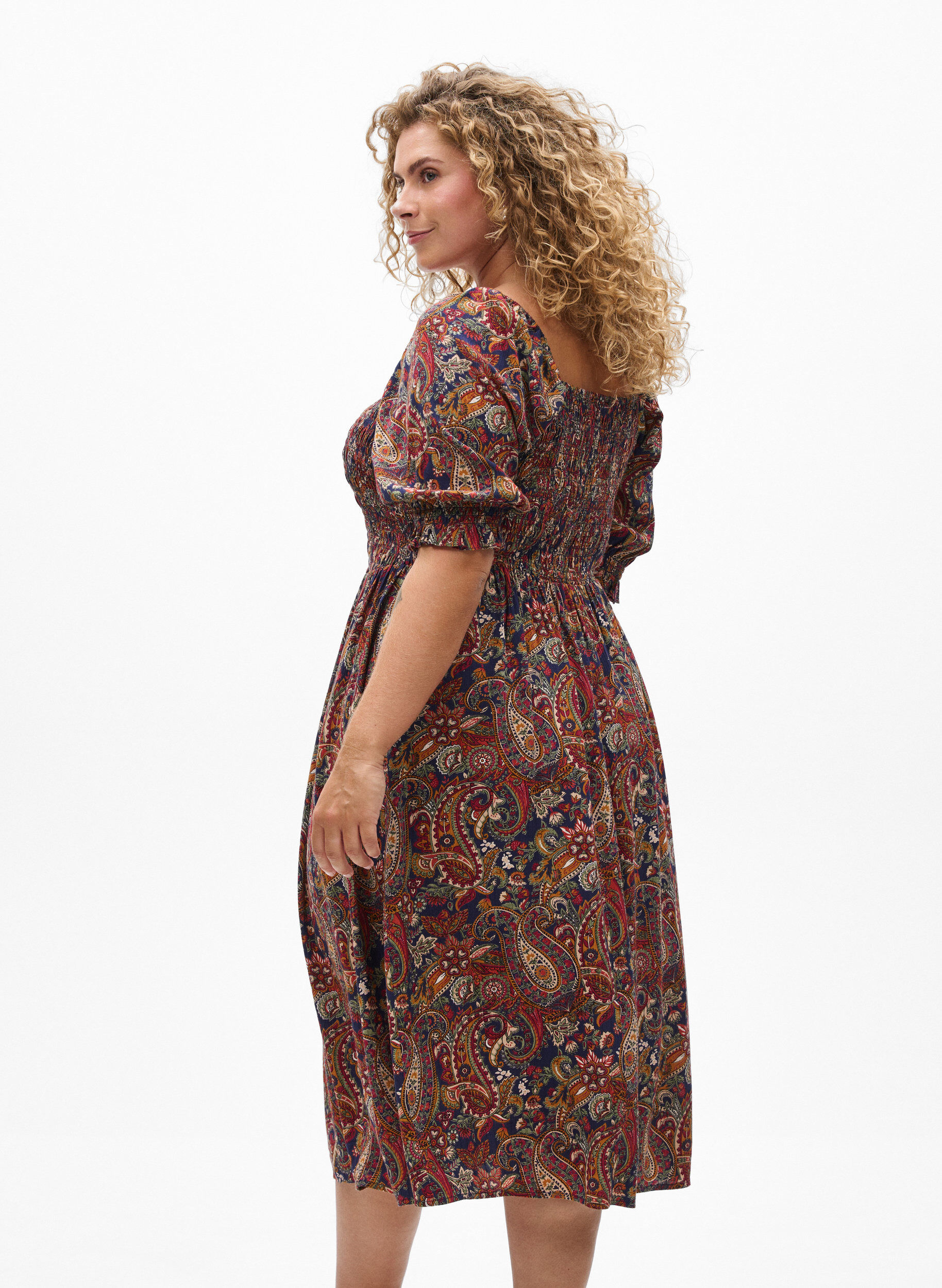 ZizziSommerkleid aus Viskose mit Paisleymuster, Blau, Model image number 2