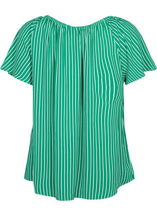 Gestreifte Viskosebluse mit kurzen Ärmeln, J.Green/White Stripe, Packshot image number 1