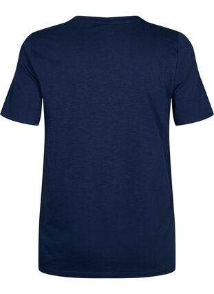 Kurzärmeliges Basic T-Shirt mit V-Ausschnitt, Navy Blazer, Packshot image number 1