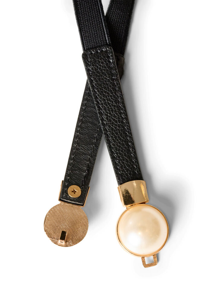 Elastischer Tailleng&uuml;rtel mit Perlendetails, Schwarz, Packshot image number 1