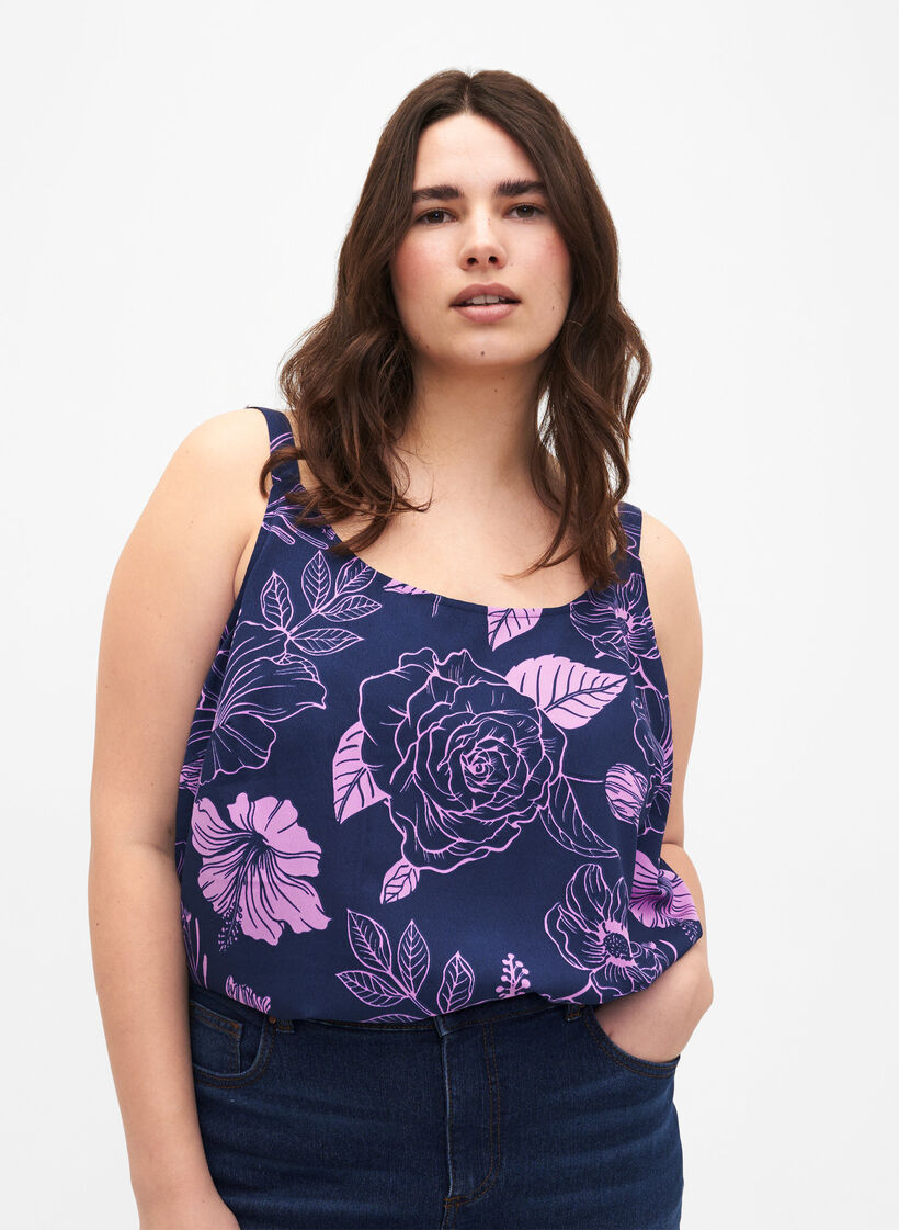 FLASH - Top mit Print, Medieval Blue Flower, Model image number 0