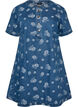 A-Linien-Kleid aus Denim mit Blumenmuster, Blau, Packshot image number 0