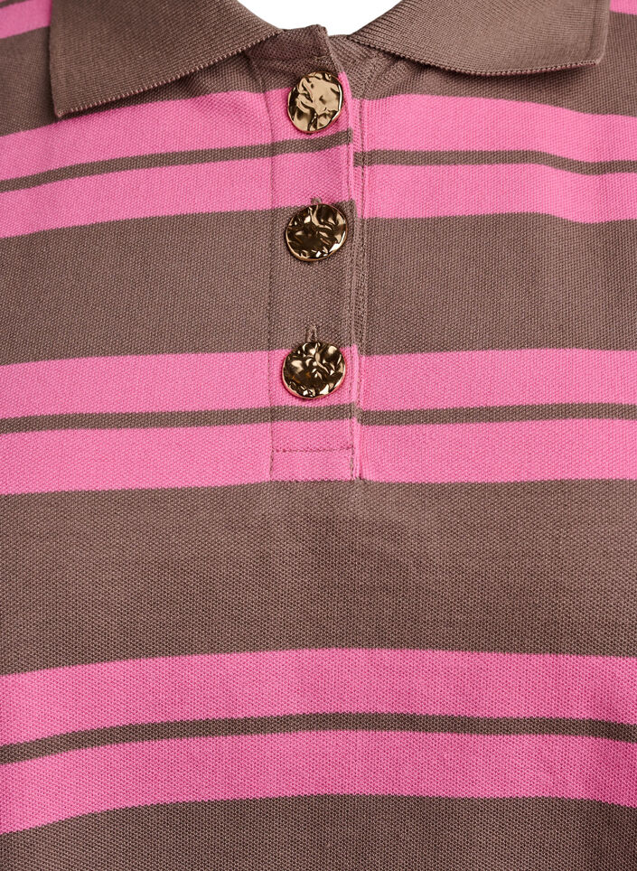 Poloshirt mit langen Ärmeln und Streifenmuster, Pink, Packshot image number 2