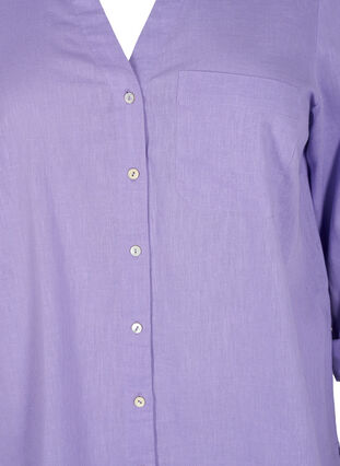 Hemdbluse mit Knopfverschluss aus Baumwoll-Leinen-Gemisch, Lavender, Packshot image number 2