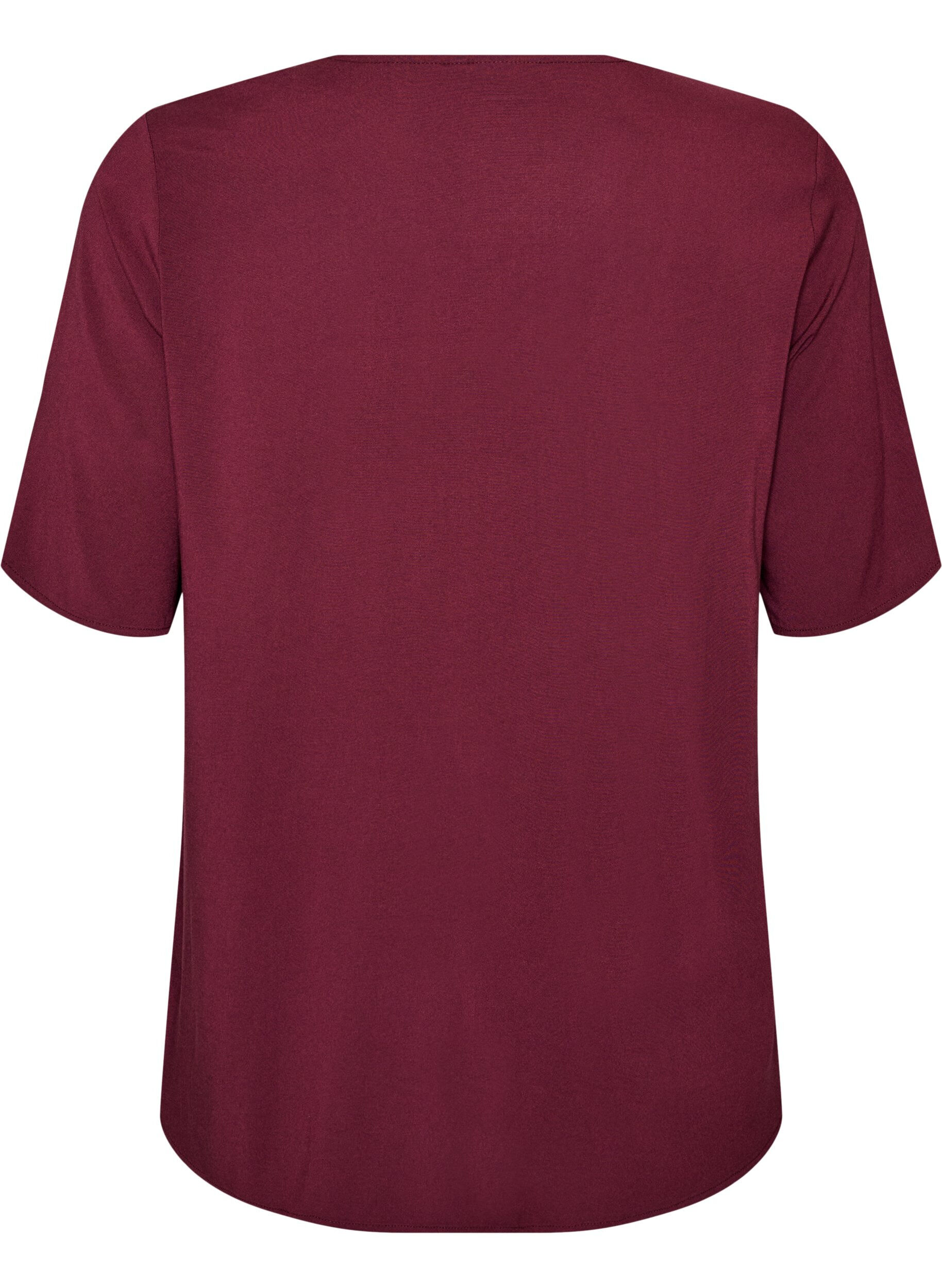 ZizziKurz&auml;rmelige, gewebte Bluse mit Rundhals, Rot, Packshot image number 1