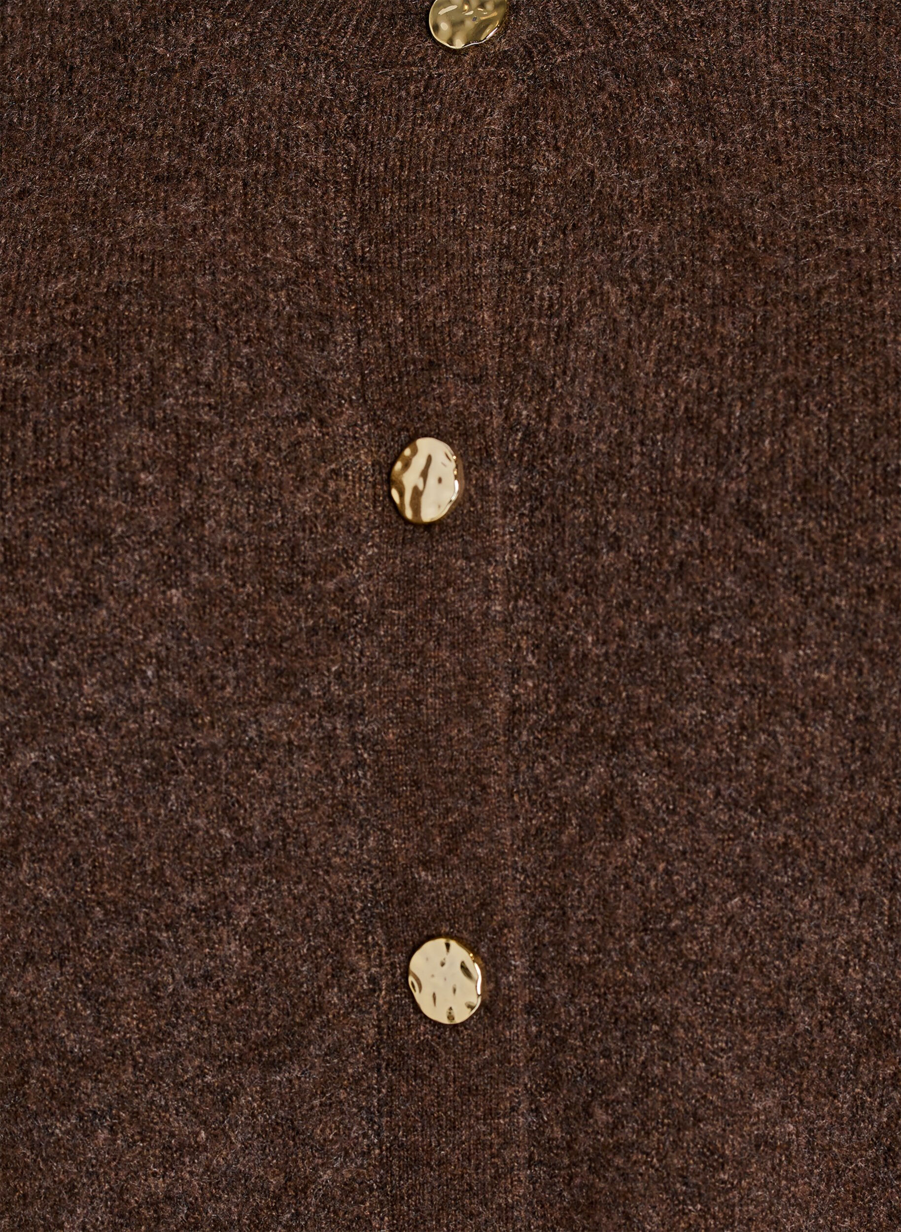 Zizzi Cardigan aus weichem Strick mit goldfarbenen Kn&ouml;pfen, Braun, Packshot image number 2