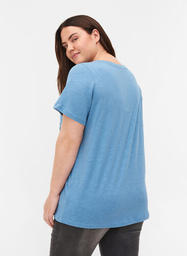 T-Shirt mit Print aus Bio-Baumwolle, Blue Heaven Melange, Model image number 1