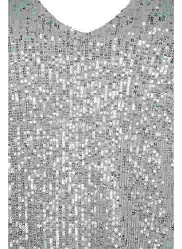 Ärmelloses Paillettenkleid mit V-Ausschnitt, Silver, Packshot image number 2