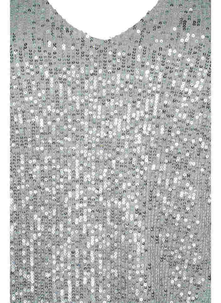 Ärmelloses Paillettenkleid mit V-Ausschnitt, Silver, Packshot image number 2