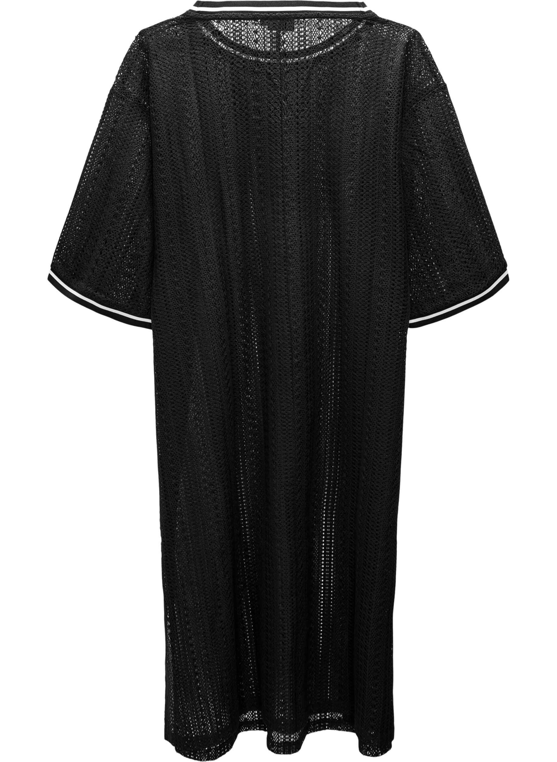 Zizzi Midikleid aus Spitze mit kurzen &Auml;rmeln, Schwarz, Packshot image number 1