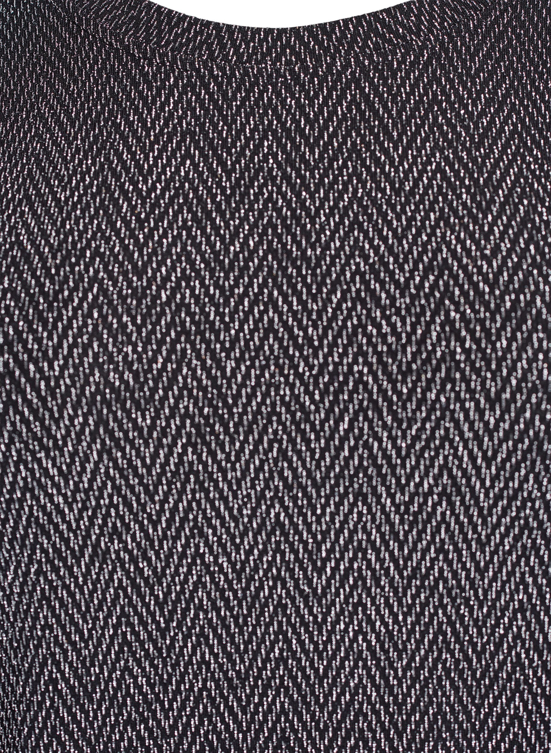ZizziBluse mit Fischgr&auml;tenmuster und Glitzerfaden, Schwarz, Packshot image number 2